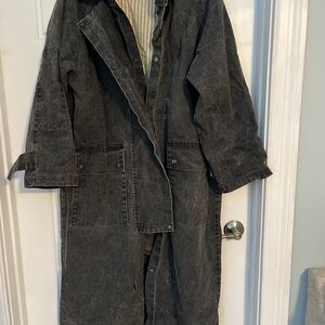 Vintage Australian Outback Long Black Denim Coat XL